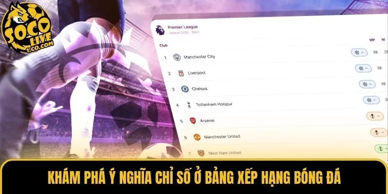 Khám phá ý nghĩa chỉ số ở bảng xếp hạng bóng đá